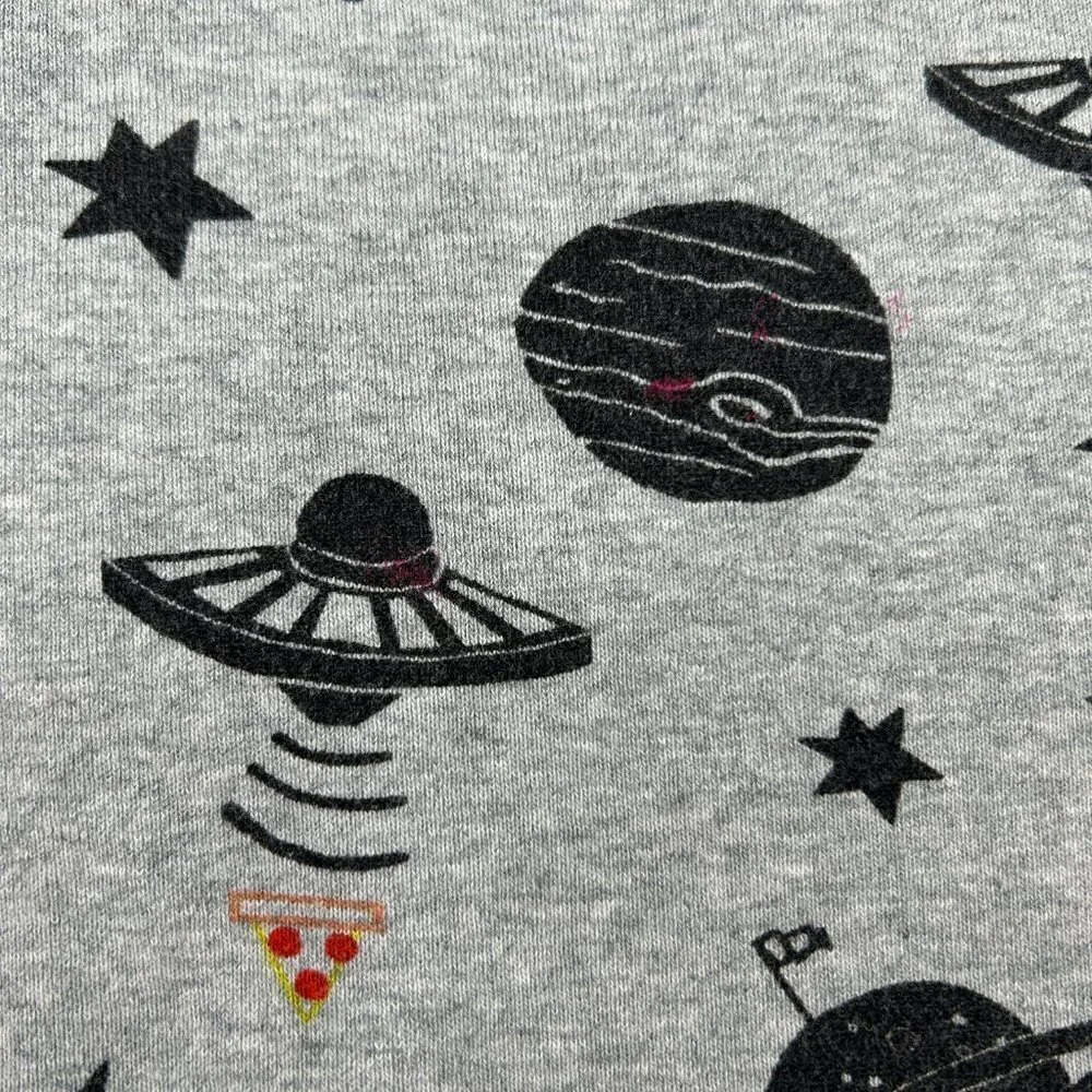 Hanna Andersson Kids Gray Black Space Pizza Short Sleeve Pajama Shirt Size 12